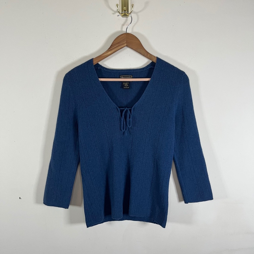 Vintage 90s Abercrombie & Fitch Heritage Ribbed Lambswool V-Neck Sweater Large